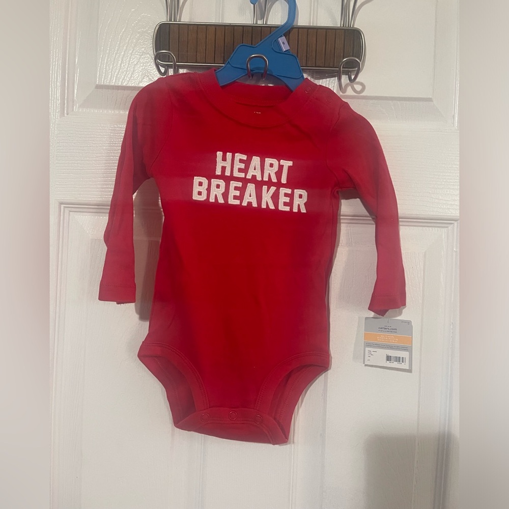 NWT Carters Heart Breaker Red & White Onesie 12 months $7